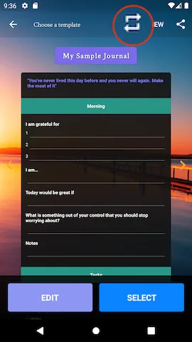 Edit Template screen showing the Schedule tab
